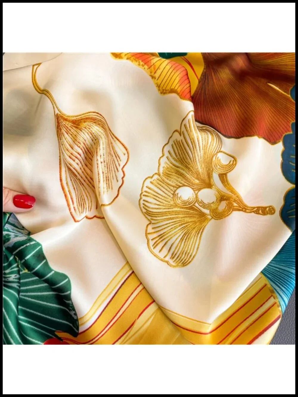 Lightweight Long Floral Satin Scarf Shawl Wrap for Women
